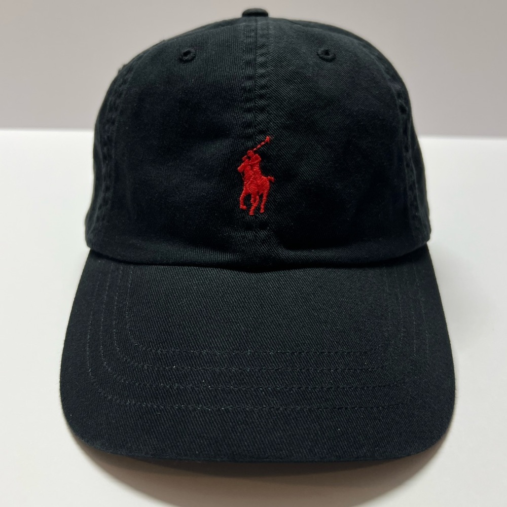 Polo by Ralph Lauren Black Baseball Cap Hat with Red Pony